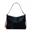 Medium embroidered leather effect bag