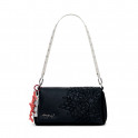 Sac bandoulière moyen effet cuir brodé