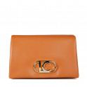 Three-compartment shoulder bag with flap