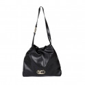 Bolsa de compras em couro sintético com logotipo oval da LC