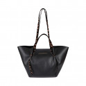 Borsa shopper con dettagli in pelle effetto animalier