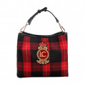 Bolsa xadrez trançada com patch de escudo