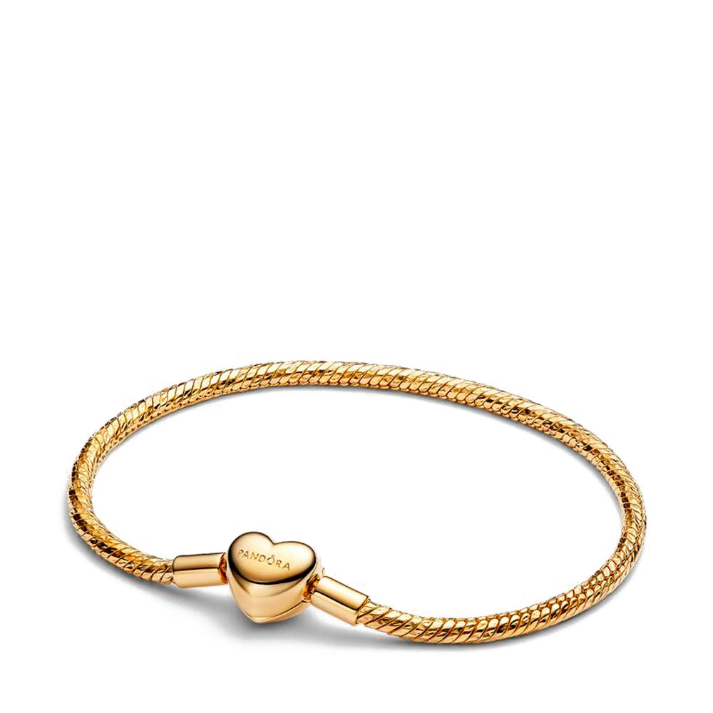 Pandora Gold/Golden Bracelets Snake Chain Bracelet With Heart Clasp 564236C00
