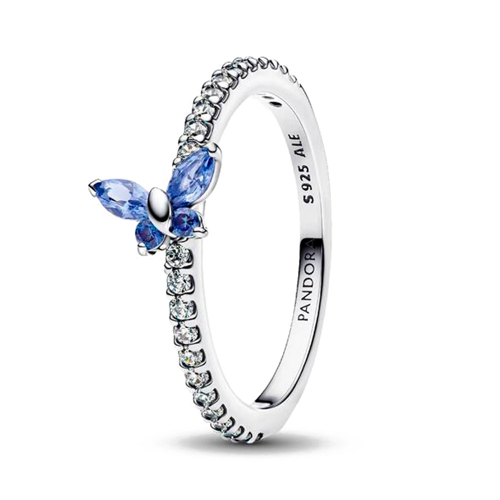Pandora Silver/Blue Rings Wide Brilliant Butterfly Ring 194269C01