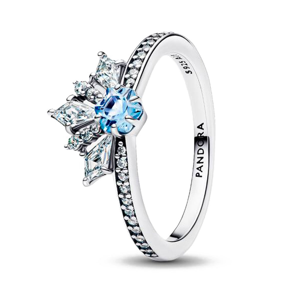 Pandora Silver/Blue Rings Disney Frozen Queen Elsa Tiara Ring 194134C01
