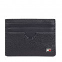 Leather card holder with enameled logo