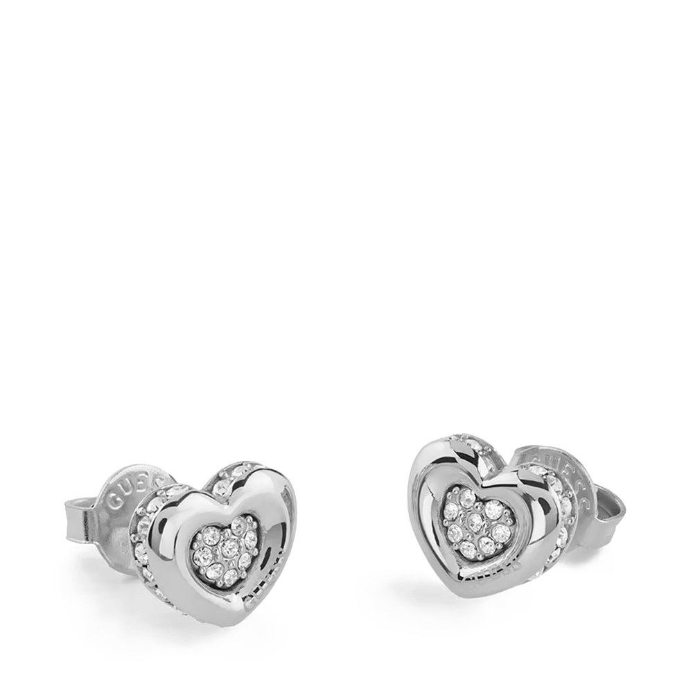 Guess UBE05466RH Guess Womens L.O.V.E. 10mm Heart Pave Studs Jewellery - Image 3