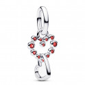 Charm Pendant Connected Hearts and Red Gems 794435C01
