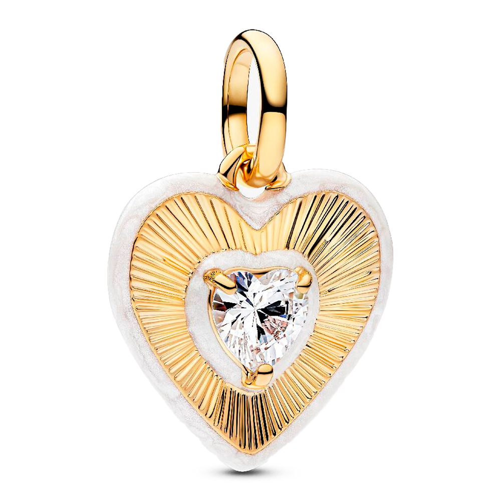 Pandora White Charms Radiant Heart Medallion Charm