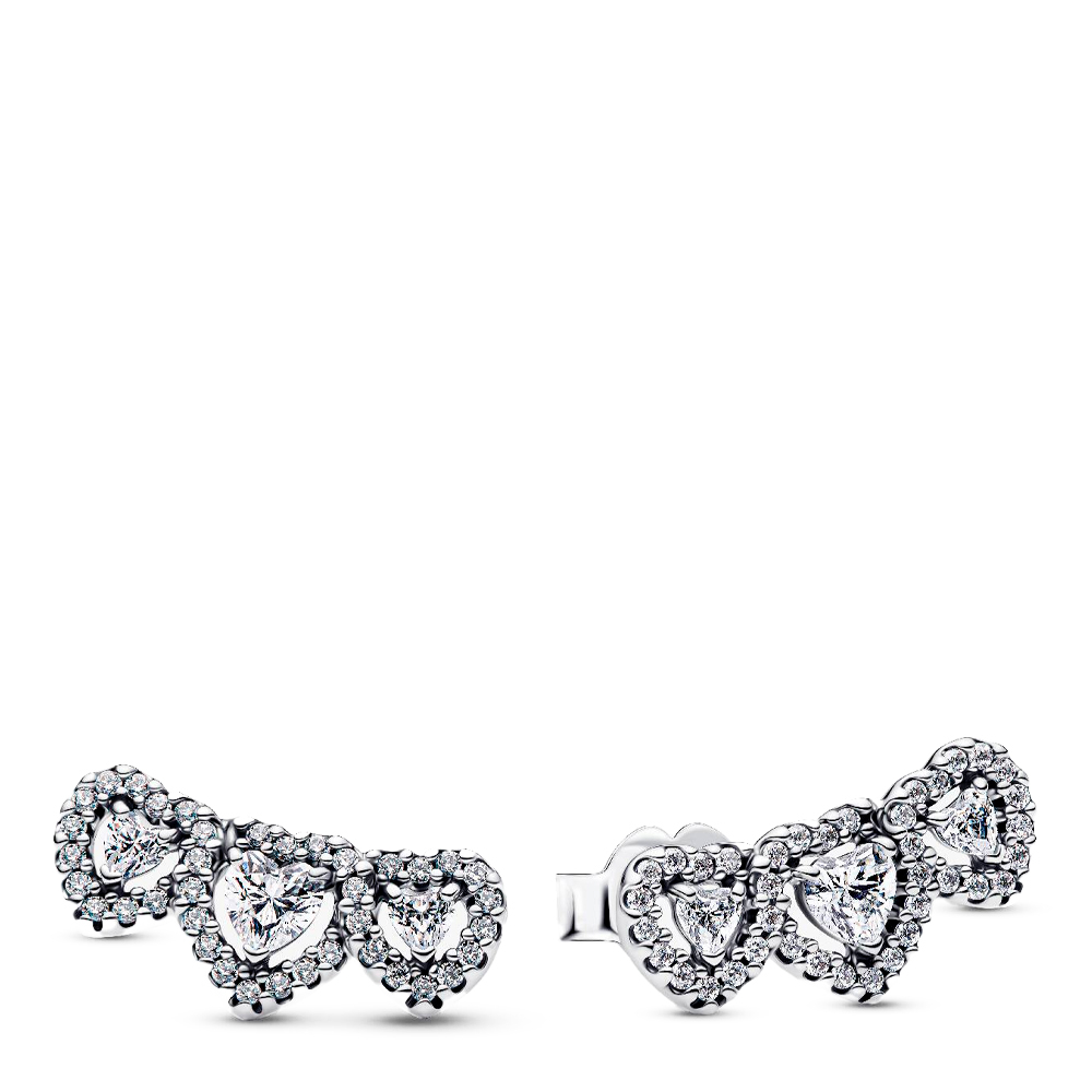 Pandora Earrings Triple Halo Heart Stud Earrings 294411C01