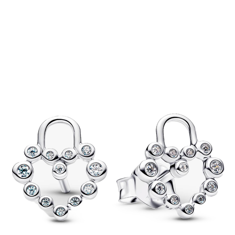 Pandora Earrings Sparkling Heart Padlock Stud Earrings 294419C01