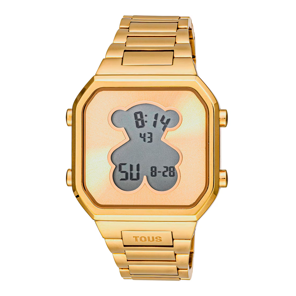 Tous Reloj Digital Con Brazalete De Acero Ipg Dorado D-Bear