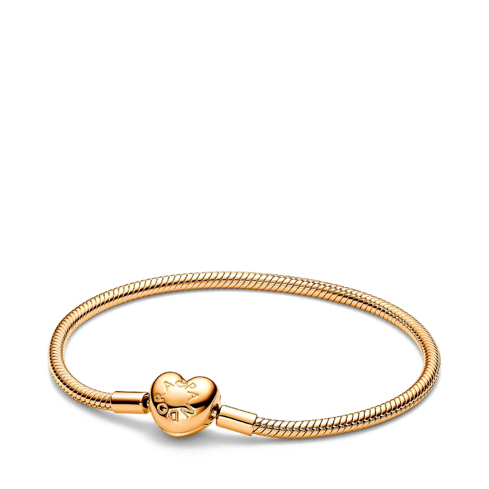 Pandora Gold Bracelets Snake Chain Bracelet With Heart Clasp 563050C00