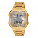 Reloj Digital Con Brazalete De Acero Ipg Dorado Y Zirconitas D-Bear