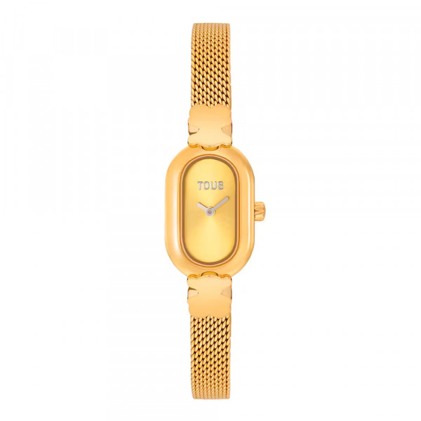 montre-analogique-icon-ovale-bracelet-en-acier-dore