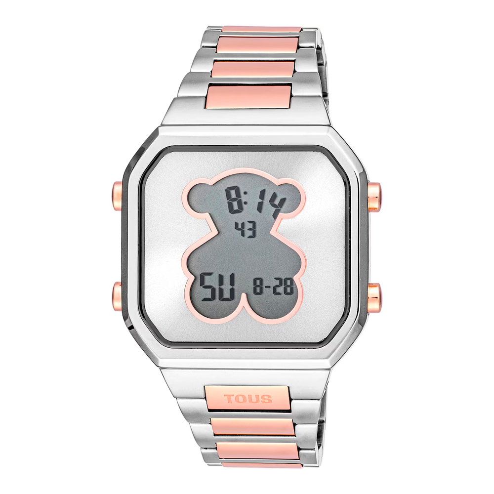 Tous Reloj Digital Con Brazalete De Acero Ss Y Acero Iprg Rosado D-Bear