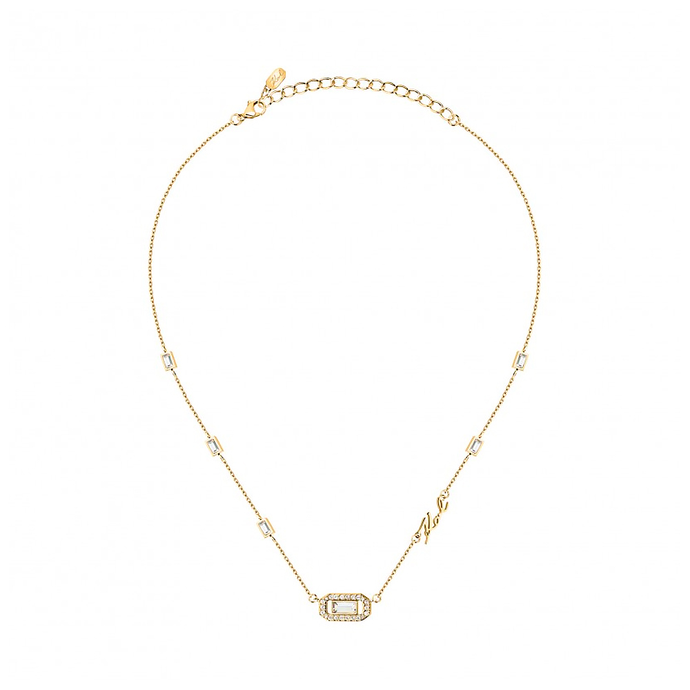 Karl Lagerfeld Yellow/Gold Necklaces Crystal Necklace With Signature Pendant