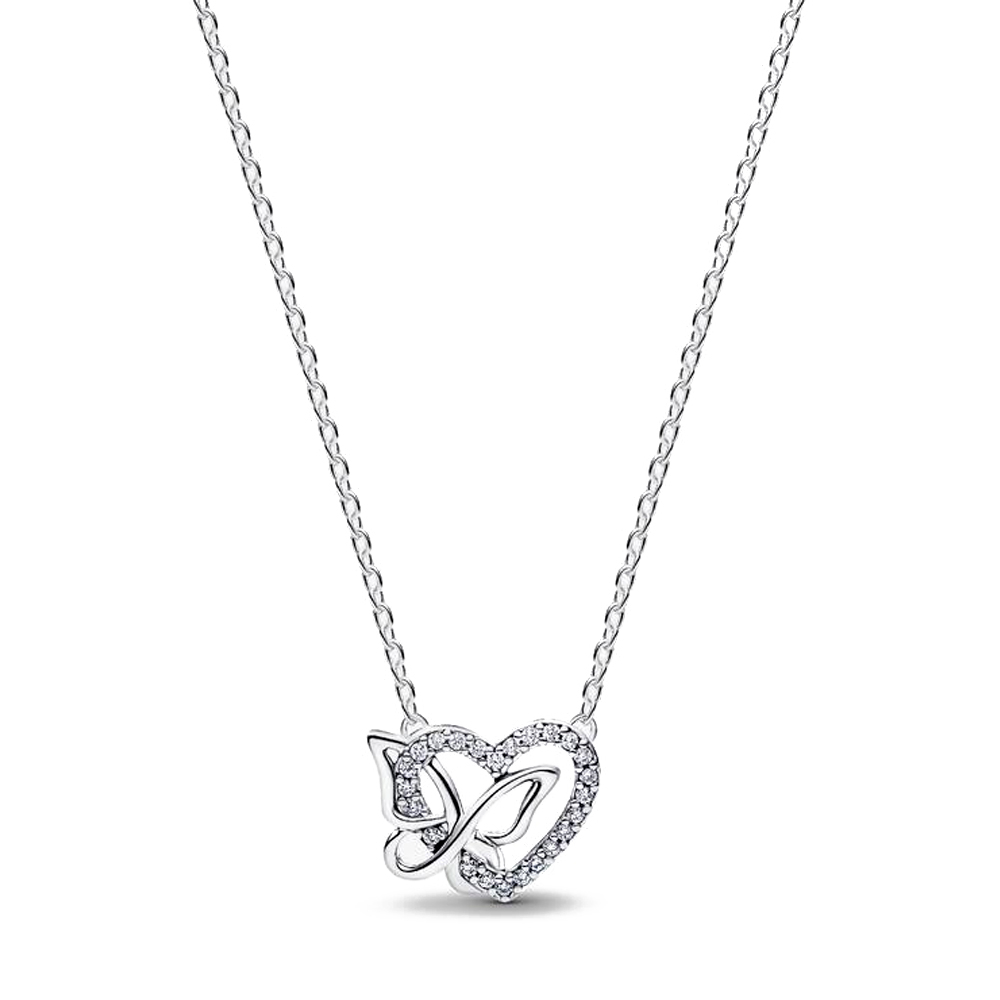 Pandora Silver Necklaces Necklace With Intertwined Heart And Butterfly Pendant 394477C01