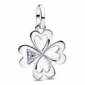 Four Leaf Clover Heart Medallion Charm