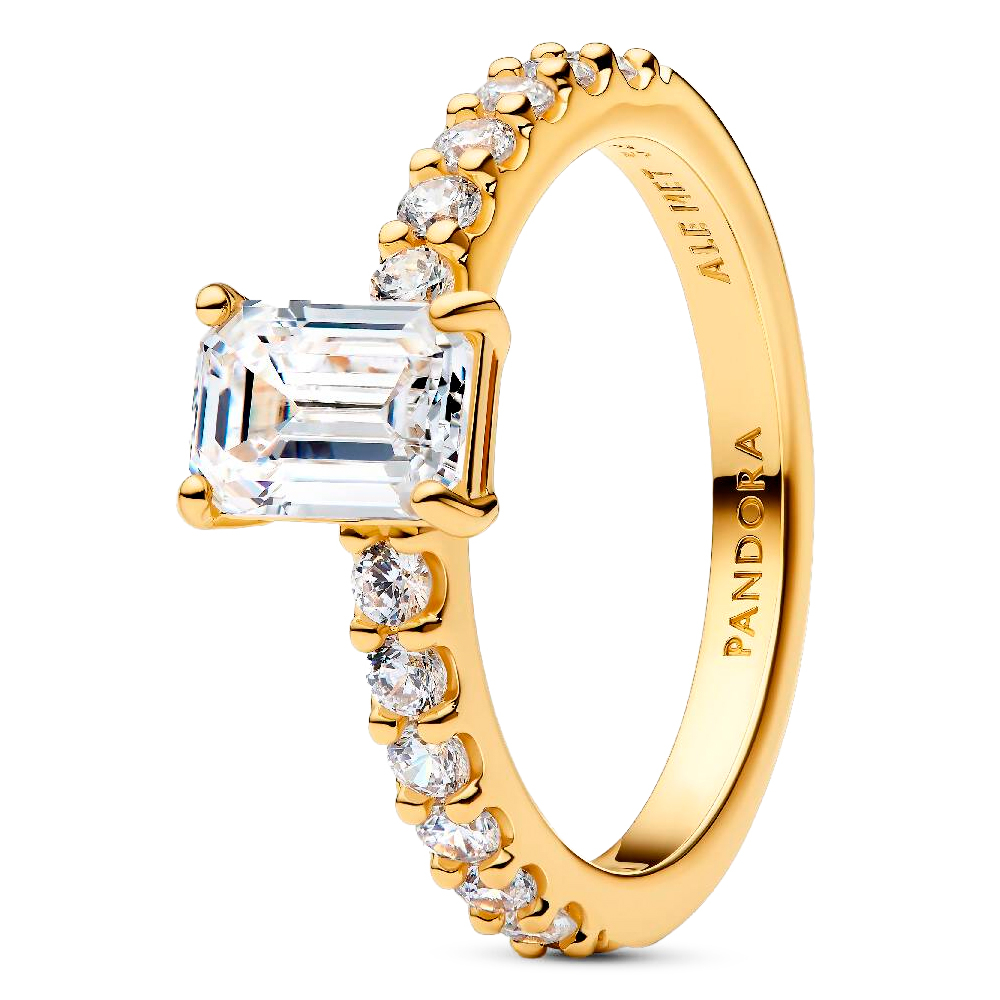 Pandora Anillo Halo Rectangular Brillante