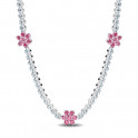 Tennis-Halskette mit rosa Blume 394561C01