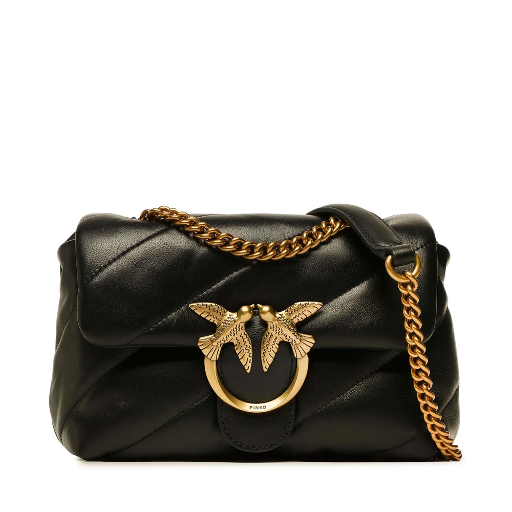 Pinko Women's Black Bags, Toiletry Bags And Suitcases For Love Puff Mini Quilted Crossbody Bag