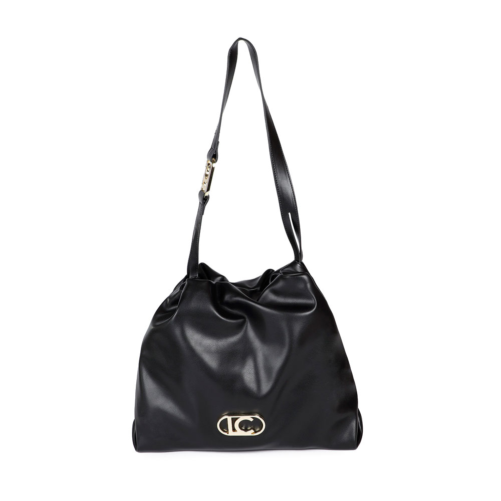 Lola Casademunt Women's Black/Gold Bags, Toiletry Bags And Suitcases For Faux Leather Shopper Bag With Oval Lc Logo