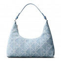 Sac bandouli&egrave;re en denim orn&eacute; du logo embl&eacute;matique.