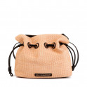 Sac seau &agrave; effet raphia contrast&eacute;