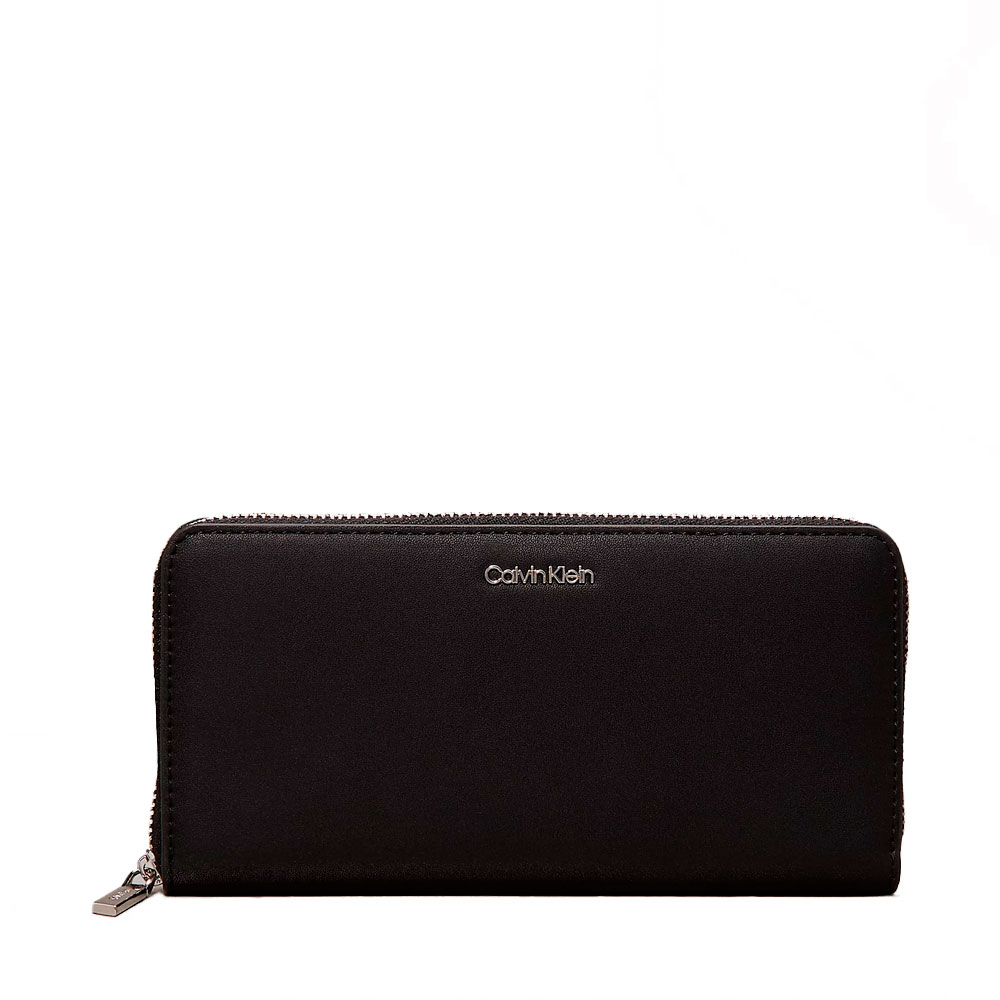 Calvin Klein Jeans Women's Silver Wallets And Purses Large Zip Around Wallet With Rfid Blocking