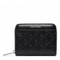 Zip-up wallet with embossed iconic logo