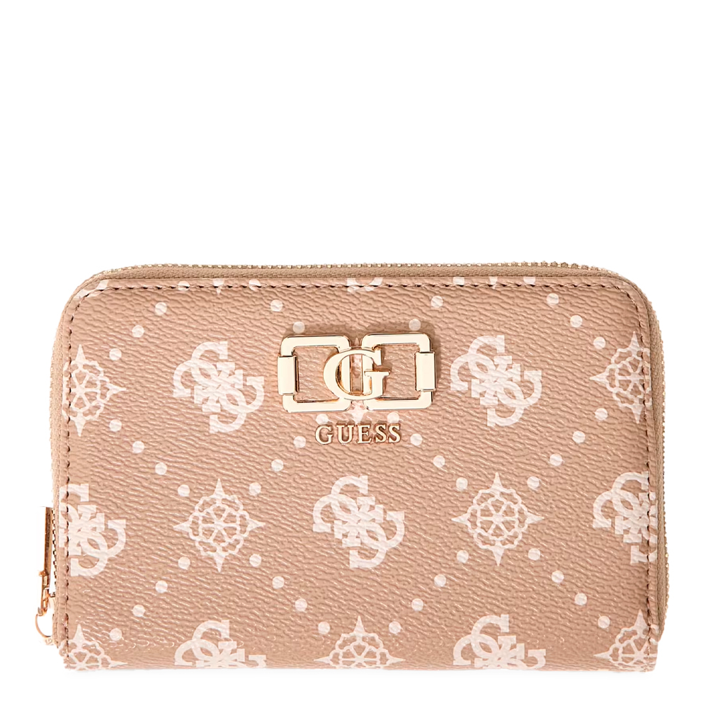 Guess Women's Beige/Gold Wallets And Purses Emelie Logo Wallet