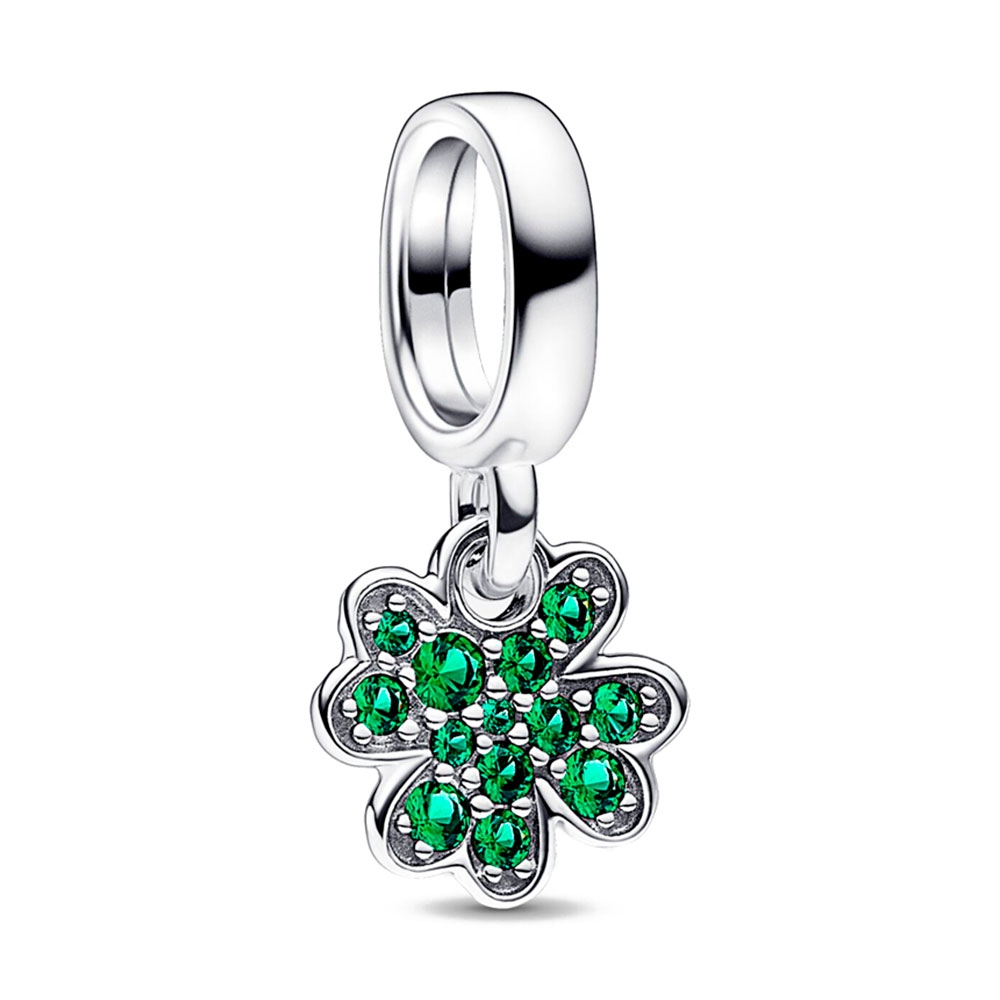 Pandora Silver/Green Charms Four Leaf Clover Pendant Charm 792751C01