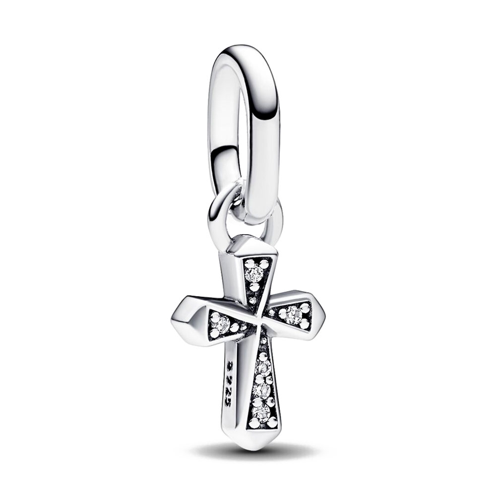 Pandora Silver Charms Me 793044C01 Mini Shiny Cross Pendant Charm