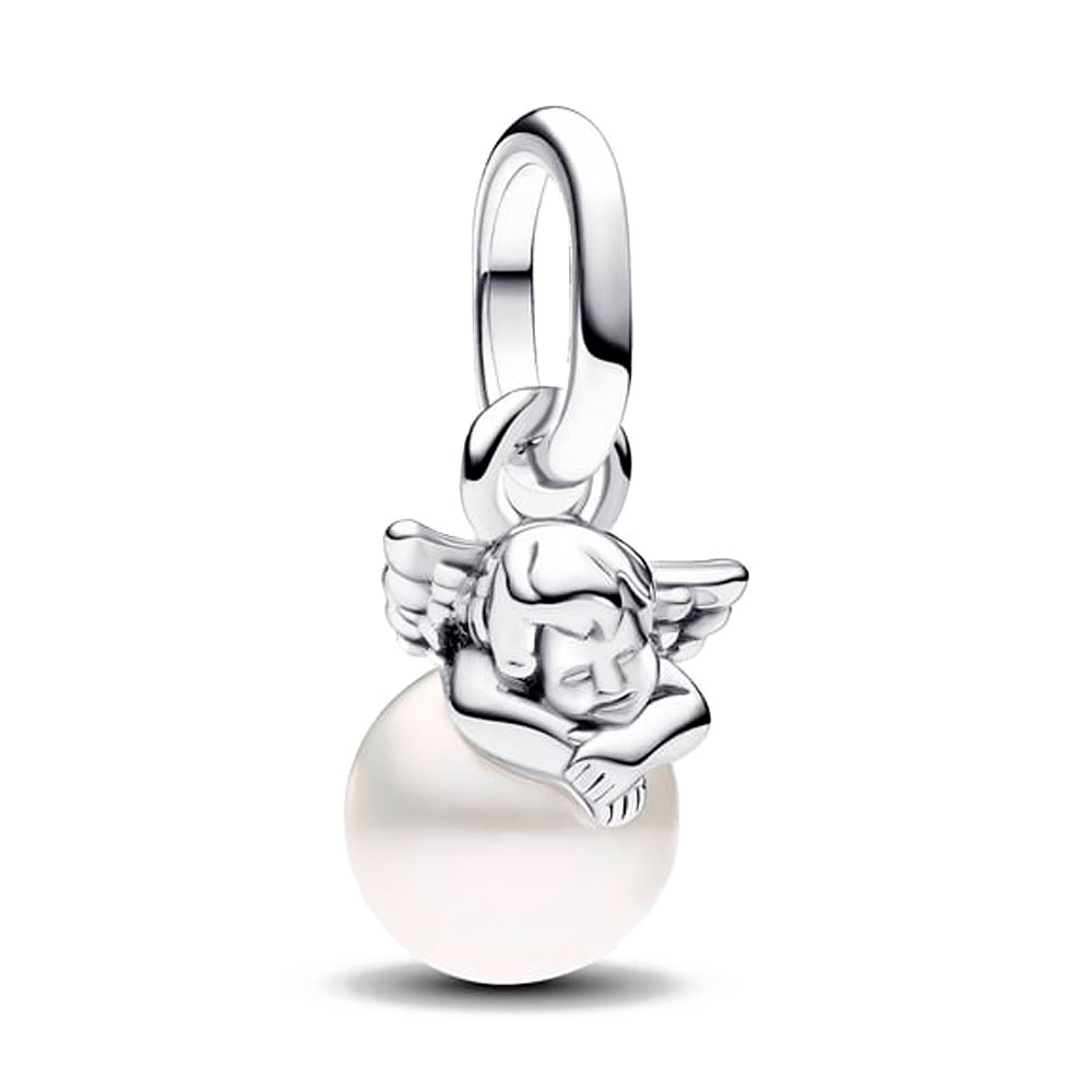 Pandora White/Silver Charms Me Cupid Mini Pendant Charm 793108C01