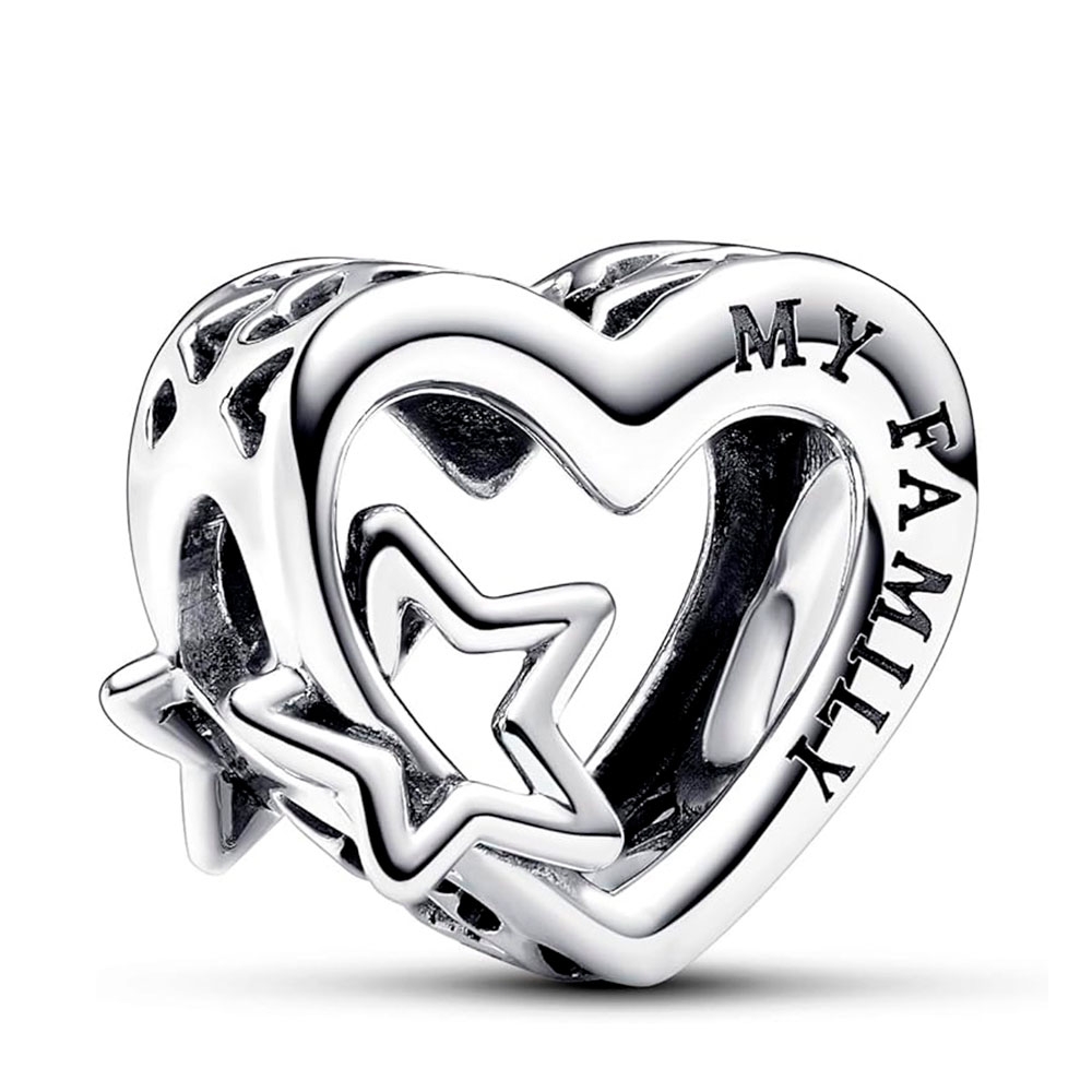 Pandora Charm Corazón en filigrana Familia y Estrella 792829C00