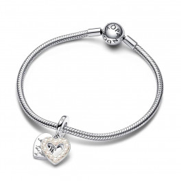 Pearly White Double Heart Pendant Charm 792649C01 - Sabina
