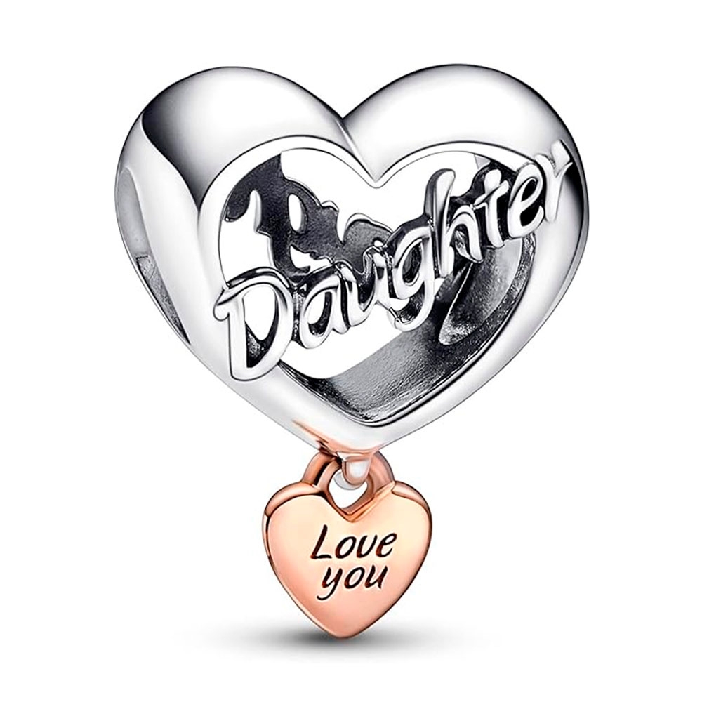 Pandora Silver/Gold Charms Heart Charm I Love You Daughter 782327C00