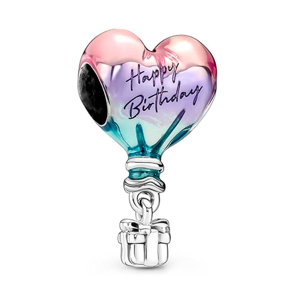 Pandora Silver/Purple/Pink Charms Happy Birthday Hot Air Balloon Charm 791501C01