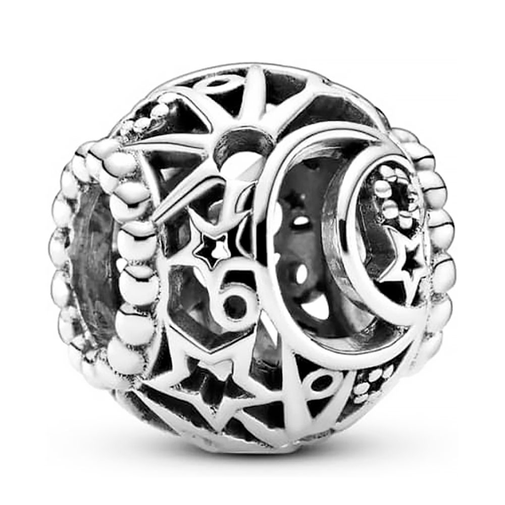 Pandora Charm en plata de ley en filigrana Sol, Estrellas y Luna 799183C00