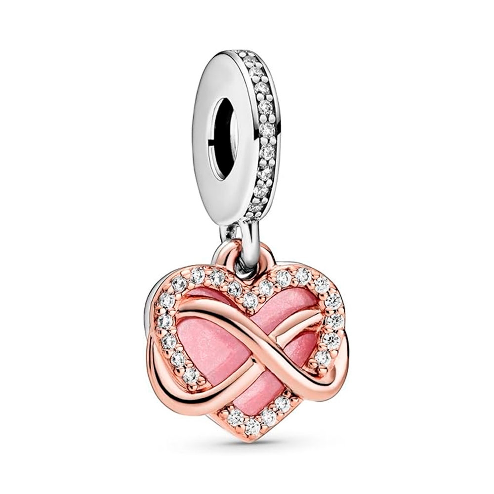 Pandora Gold/Pink Charms Bright Infinity Heart Pendant Charm 788878C01