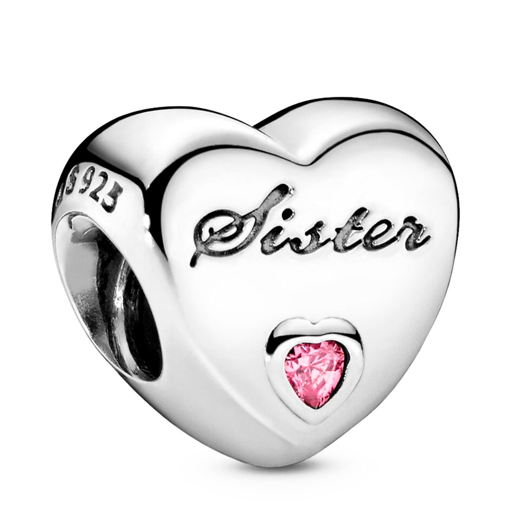Pandora Silver/Pink Charms Sister's Love Charm 791946Pcz