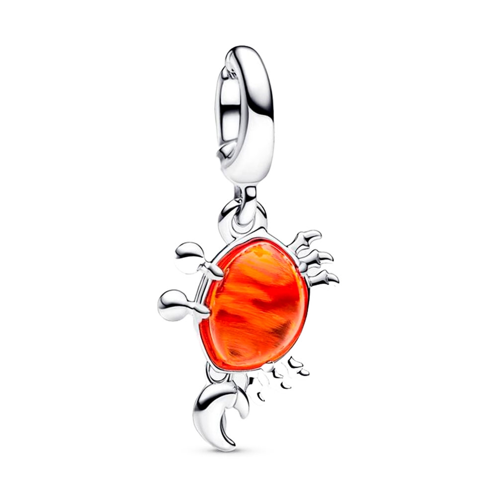 Pandora Silver/Orange Charms Sebastian The Crab Pendant Charm From Disney's The Little Mermaid 792694C01