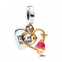 Charme Pendentif Double Coeur et Fl&egrave;che 763622C01