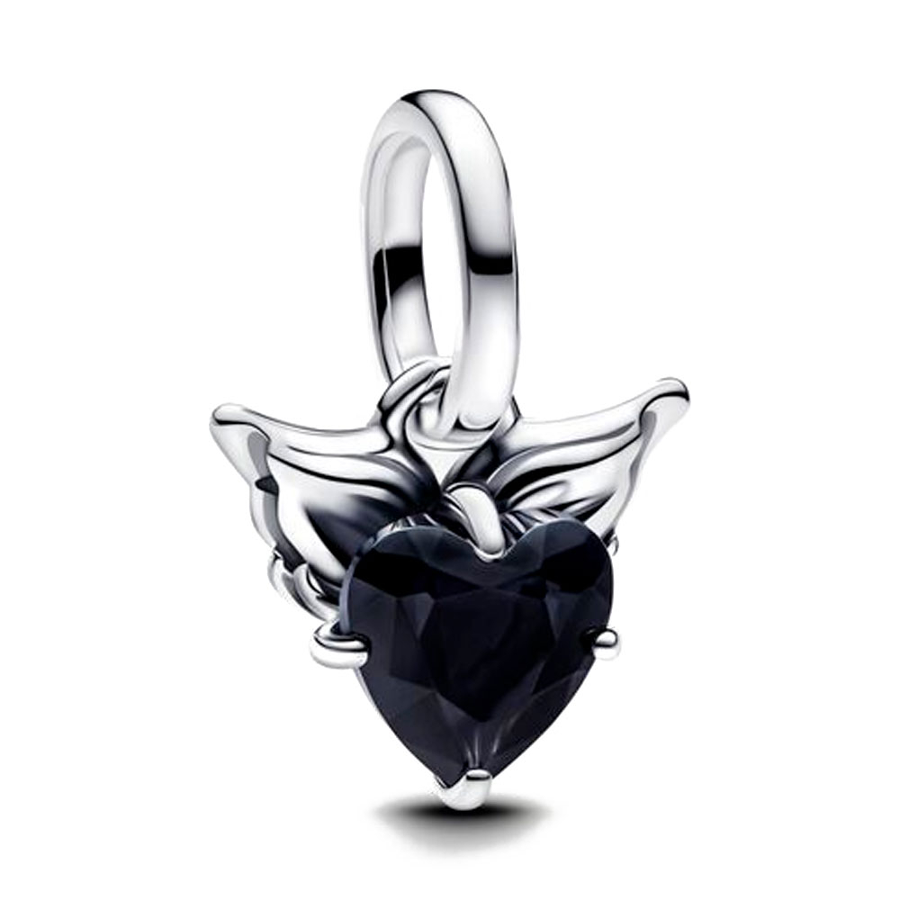 Pandora Silver/Black Charms Me Mini Pendant Charm Winged Heart 793626C01