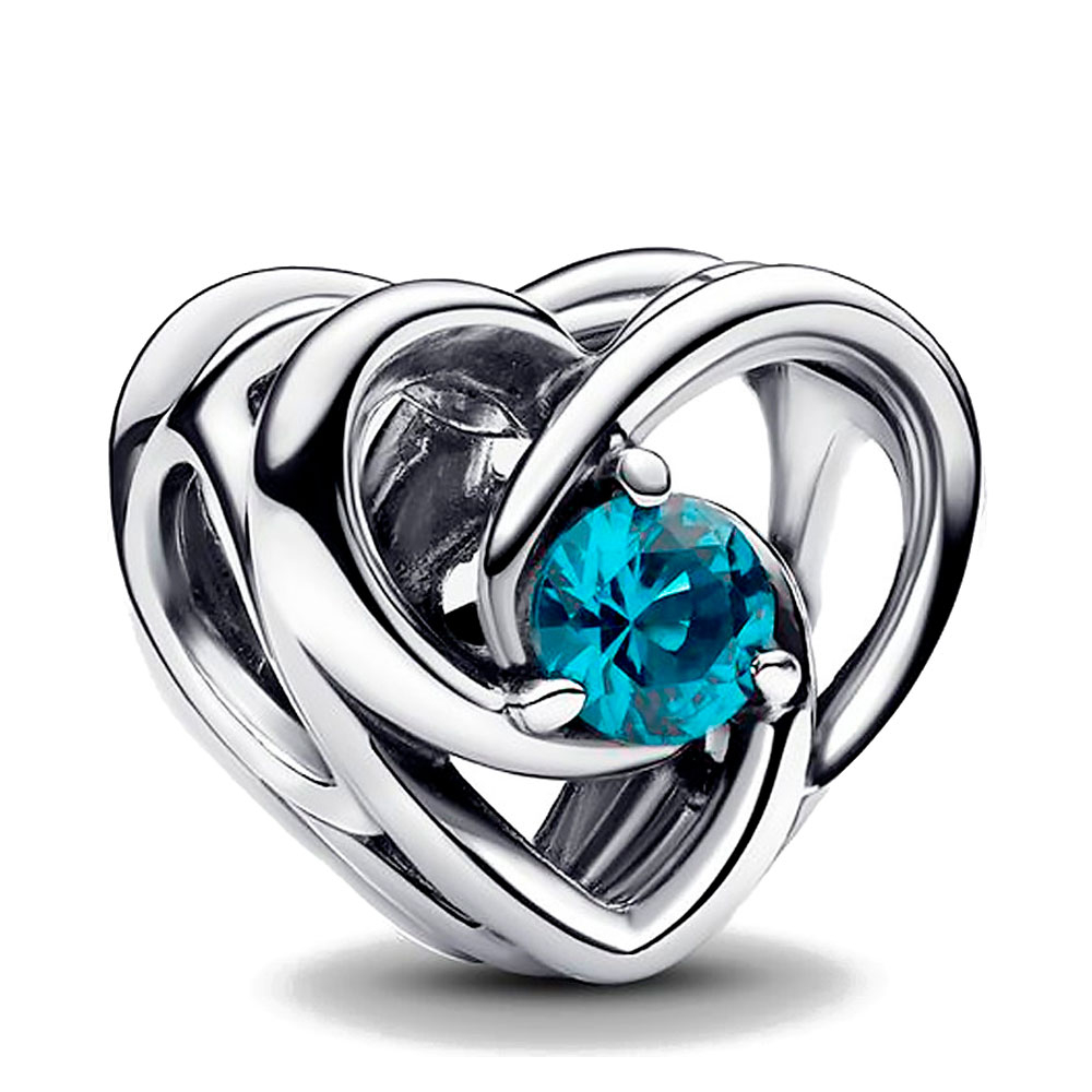 Pandora Women's Silver/Blue Charms Charm Heart And Intertwined Gems 793744C01