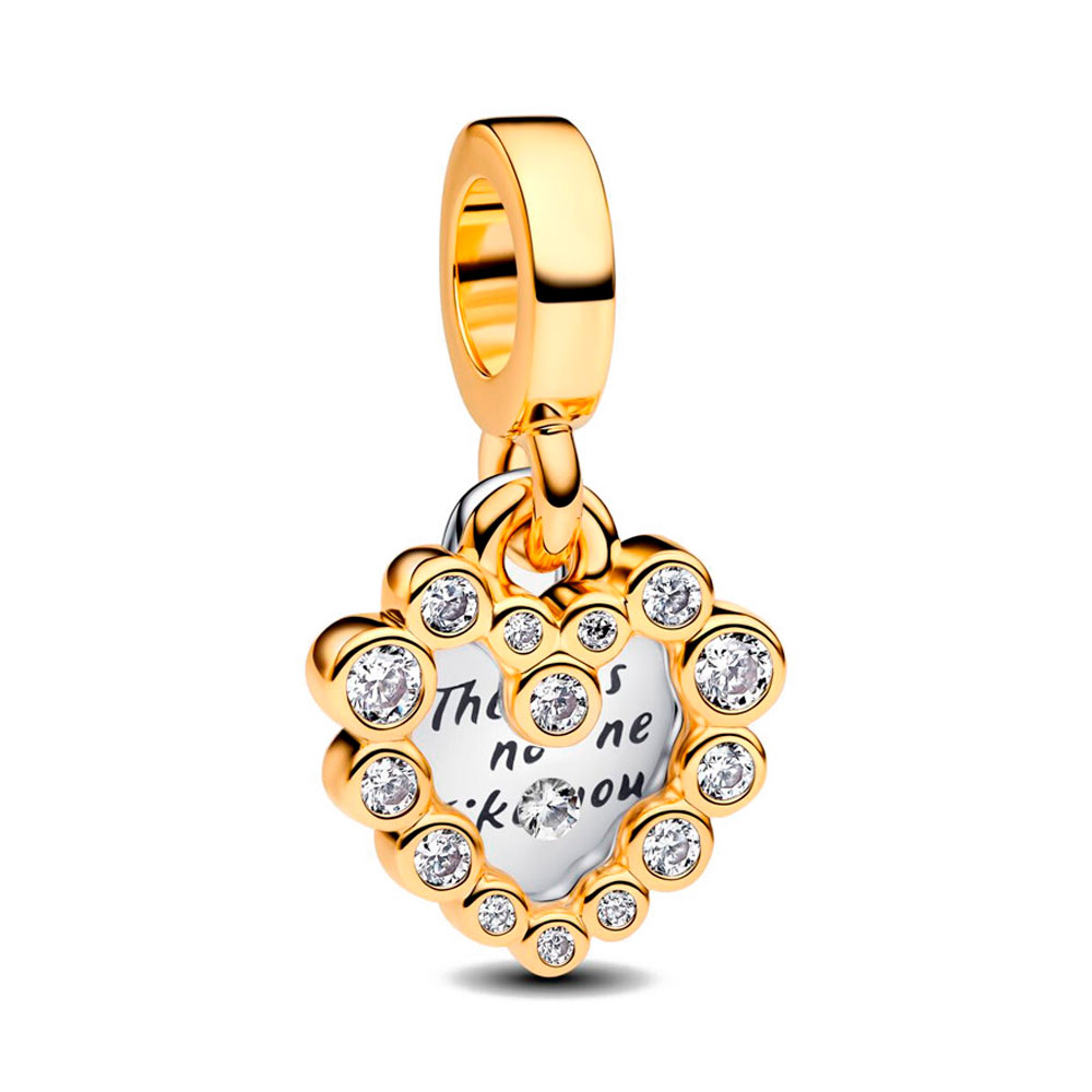 Pandora Gold/Silver/Light Charms Double Sparkling Heart Pendant Charm 763765C01