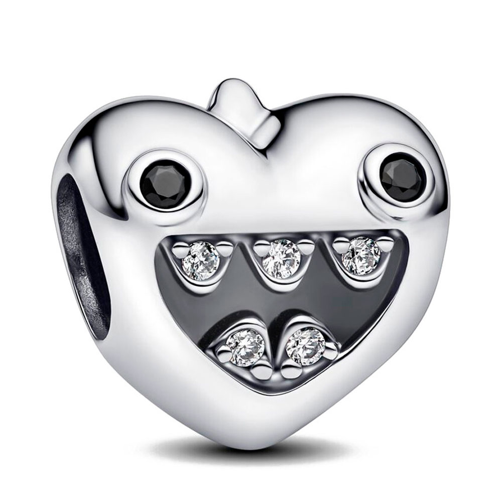Pandora Silver/Black Charms Mommy's Little Monsters Heart Charm 793768C01