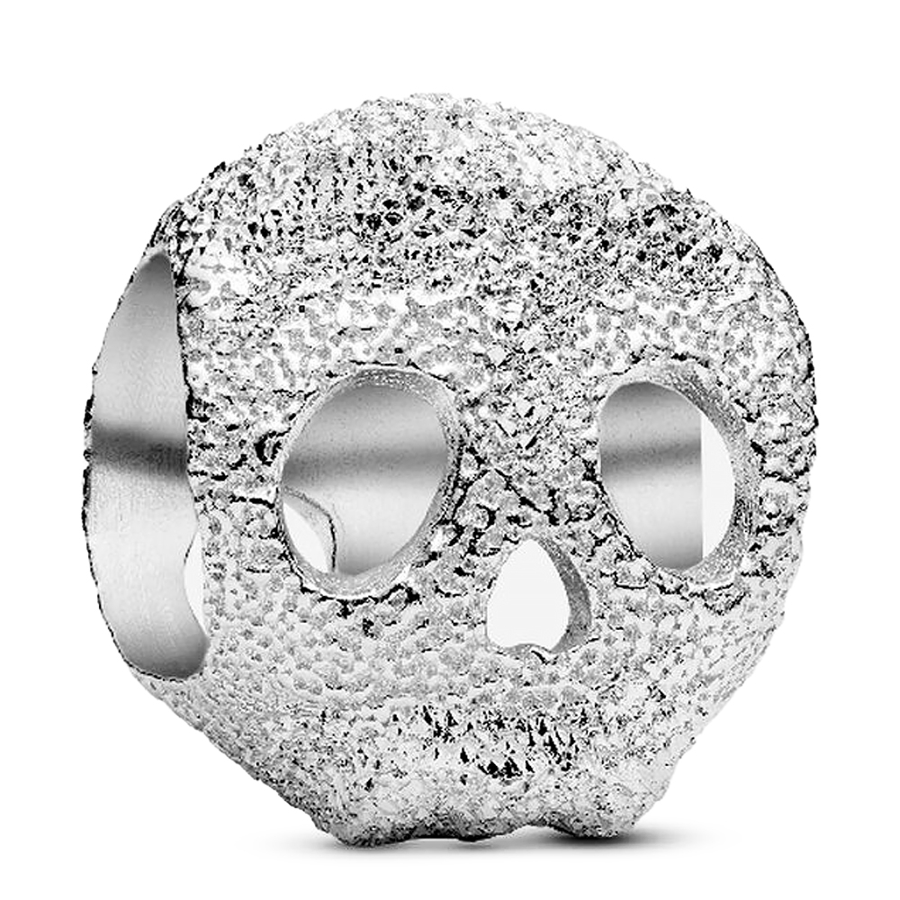 Pandora Silver Charms Charm Mini Textured Skull 794040C00