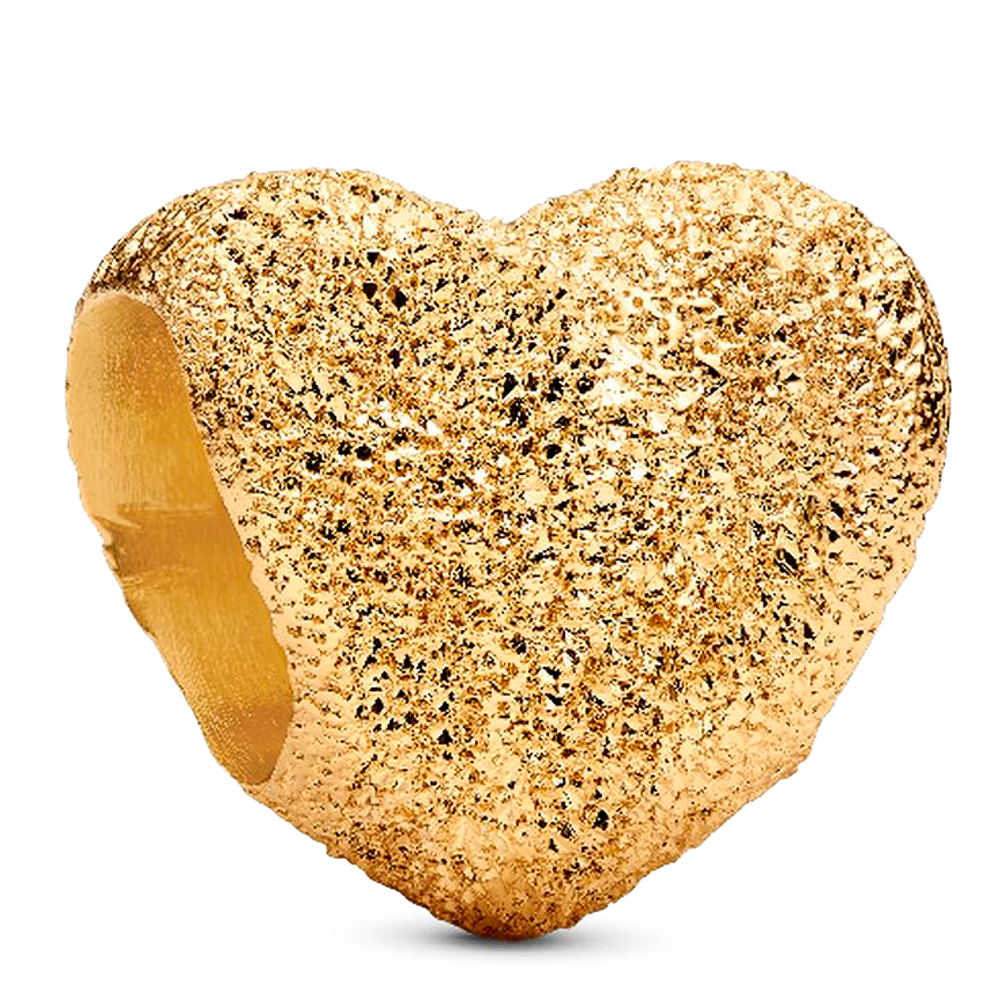 Pandora Gold Charms Mini Heart Charm Textured 14K Overlay 764000C00